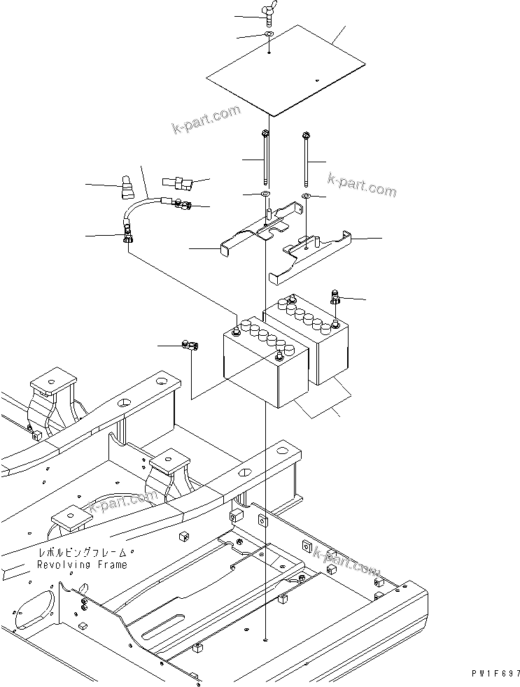 Komatsu parts book diagram for PC160LC-7E0 S/N 20001-UP (TIER 3): BATTERY (95D31R) (WET)