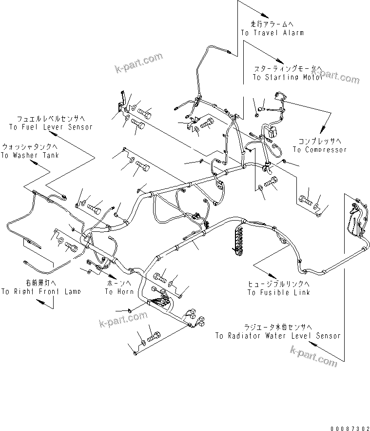 Komatsu parts book diagram for PC160LC-7E0 S/N 20001-UP (TIER 3): WIRING (MAIN HARNESS) (1/2) (FOR KAL)(#20102-)