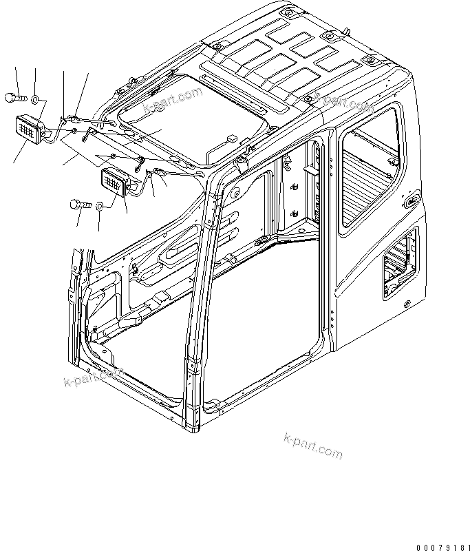 Komatsu parts book diagram for PC160LC-7E0 S/N 20001-UP (TIER 3): ADDITIONAL WORK LAMP (FOR KAL)(#20102-)