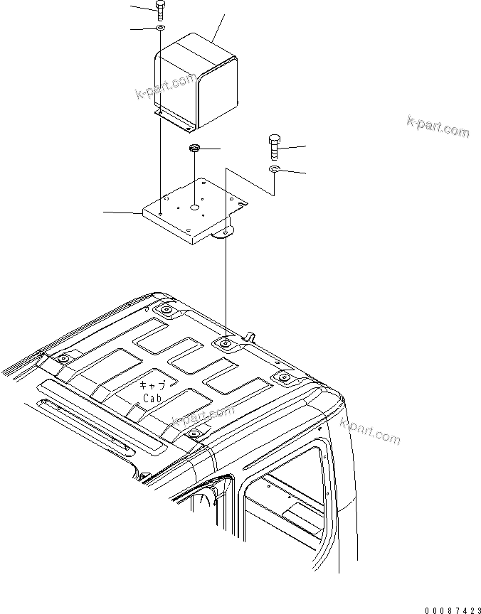 Komatsu parts book diagram for PC160LC-7E0 S/N 20001-UP (TIER 3): BEACON LAMP MOUNTING PARTS (FOR KAL)(#20102-)