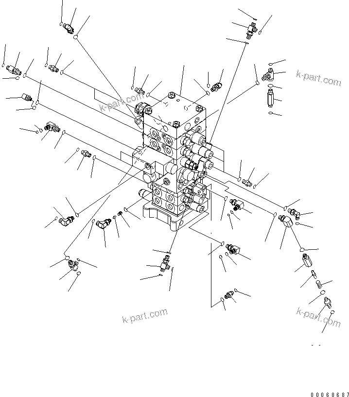 Komatsu parts book diagram for PC160LC-7E0 S/N 20001-UP (TIER 3): MAIN VALVE (FOR 6-SPOOL VALVE)