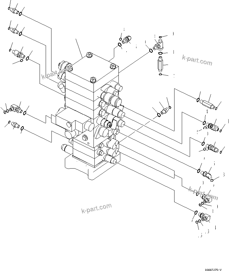Komatsu parts book diagram for PC160LC-7E0 S/N 20001-UP (TIER 3): MAIN VALVE (FOR 7-SPOOL VALVE) (1/2) (FOR KAL)(#20102-)