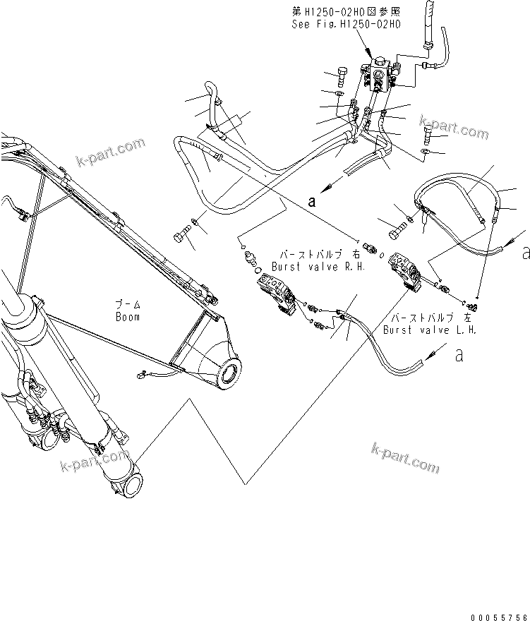 Komatsu parts book diagram for PC160LC-7E0 S/N 20001-UP (TIER 3): BURST VALVE LINE (BOOM LINES)