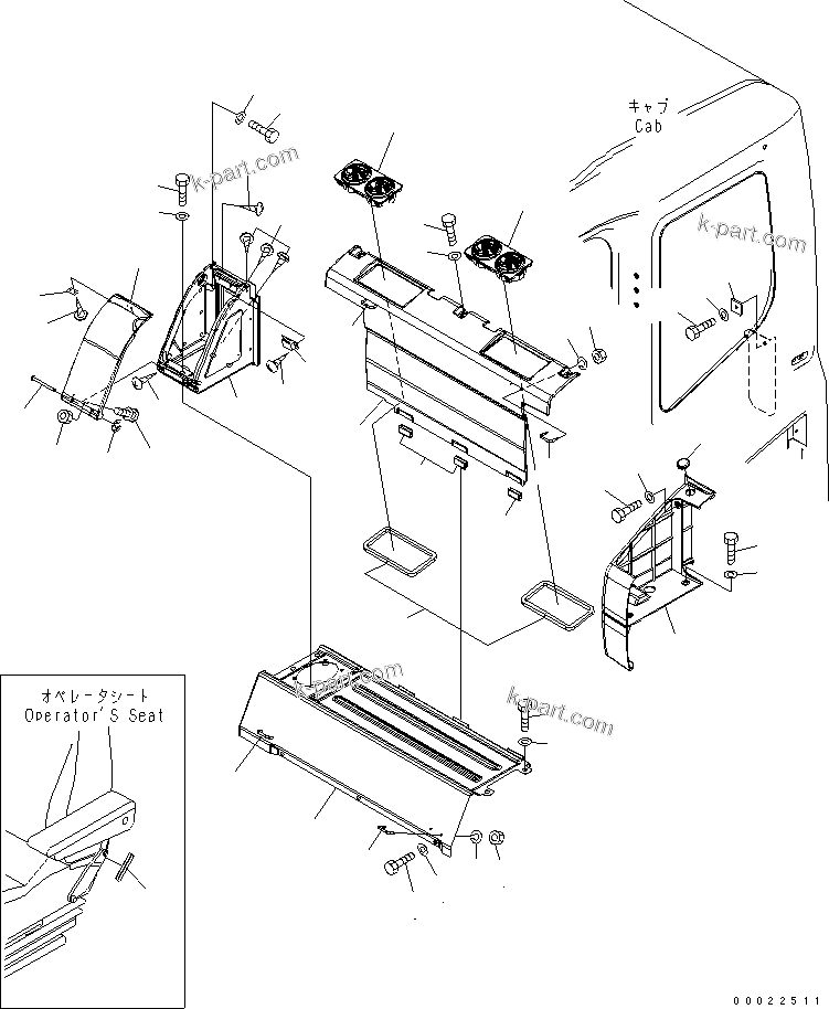 Komatsu parts book diagram for PC160LC-7E0 S/N 20001-UP (TIER 3): SEAT REAR COVER (WITH AIR CONDITIONER)