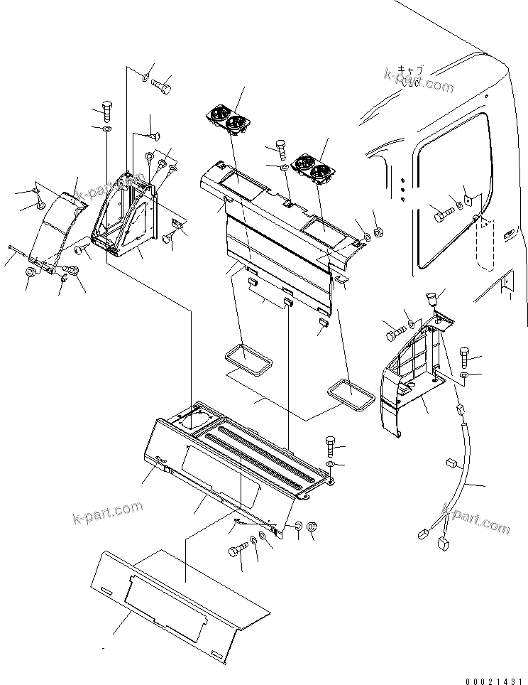 Komatsu parts book diagram for PC160LC-7E0 S/N 20001-UP (TIER 3): SEAT REAR COVER (WITH BIG WIND AIR CONDITIONER) (1/2)