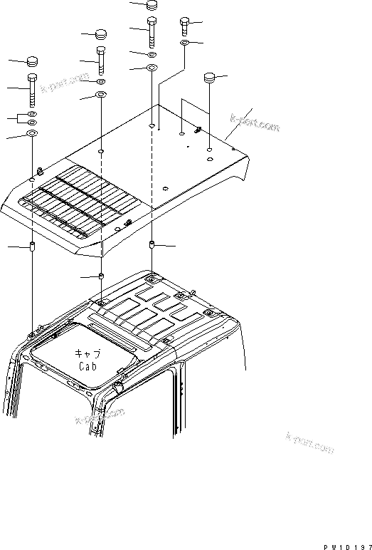 Komatsu parts book diagram for PC160LC-7E0 S/N 20001-UP (TIER 3): TOP GUARD (LEVEL-2)