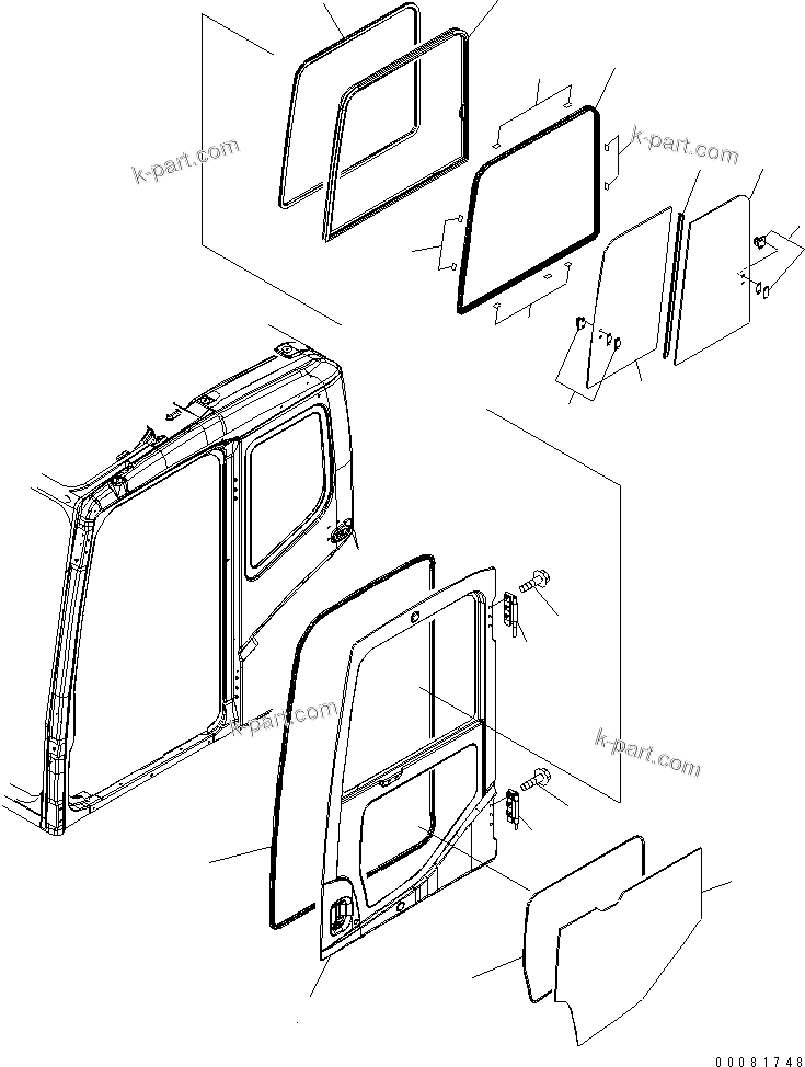 Komatsu parts book diagram for PC160LC-7E0 S/N 20001-UP (TIER 3): FLOOR FRAME (OPERATOR'S CAB) (DOOR) (FOR KAL)(#20102-)