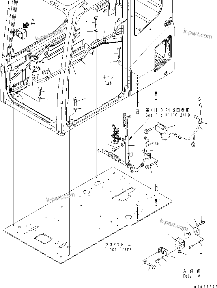 Komatsu parts book diagram for PC160LC-7E0 S/N 20001-UP (TIER 3): FLOOR FRAME (OPERATOR'S CAB) (CLAMP AND BOLT) (FOR KAL)(#20102-20168)