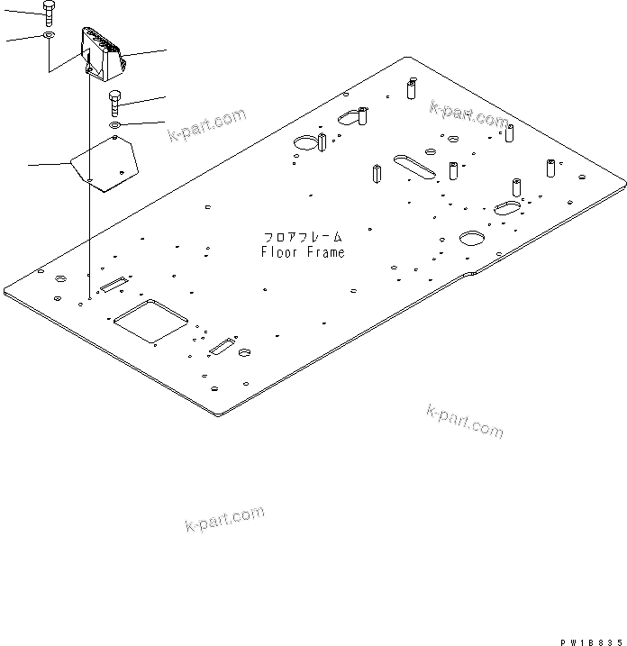 Komatsu parts book diagram for PC160LC-7E0 S/N 20001-UP (TIER 3): FLOOR FRAME (OPERATOR'S CAB) (FOOT REST) (R.H.)