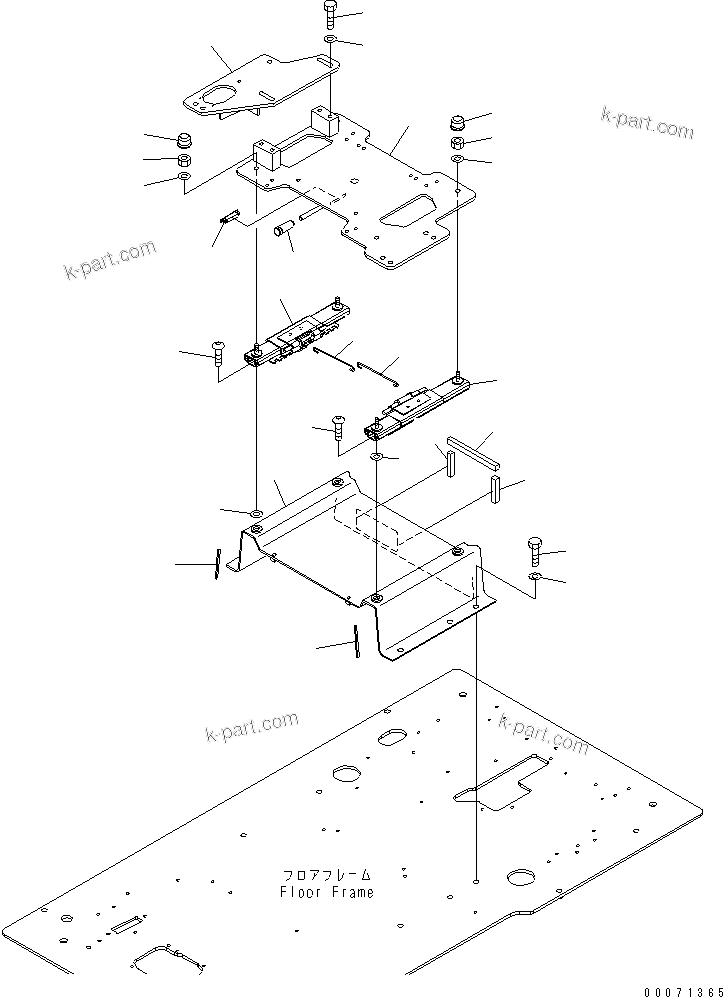 Komatsu parts book diagram for PC160LC-7E0 S/N 20001-UP (TIER 3): FLOOR FRAME (OPERATOR'S CAB) (BASE)(#20107-20138)