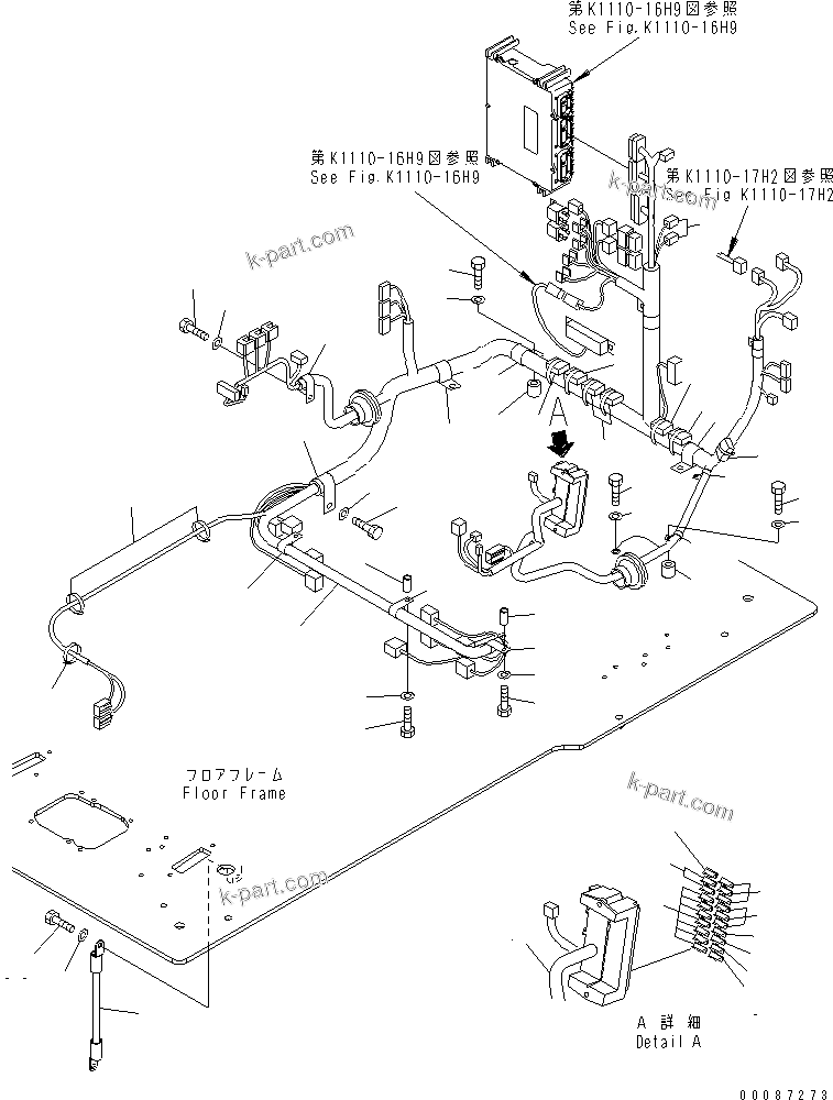 Komatsu parts book diagram for PC160LC-7E0 S/N 20001-UP (TIER 3): FLOOR FRAME (OPERATOR'S CAB) (HARNESS) (FOR KAL)(#20102-)