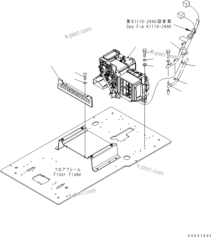 Komatsu parts book diagram for PC160LC-7E0 S/N 20001-UP (TIER 3): FLOOR FRAME (OPERATOR'S CAB) (AIR CONDITIONER AND FOOT COVER)