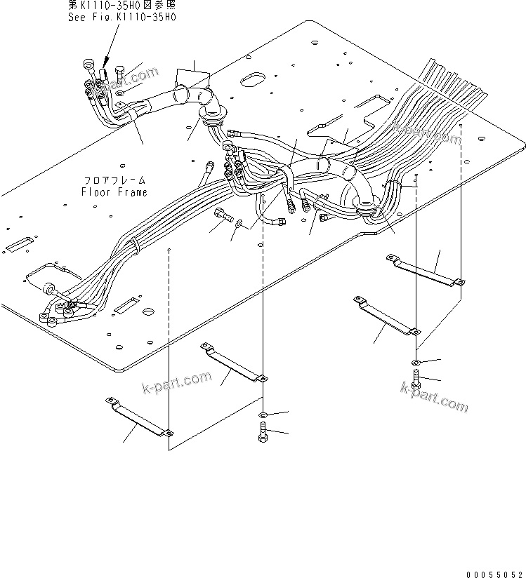Komatsu parts book diagram for PC160LC-7E0 S/N 20001-UP (TIER 3): FLOOR FRAME (OPERATOR'S CAB) (PPC CLAMP)