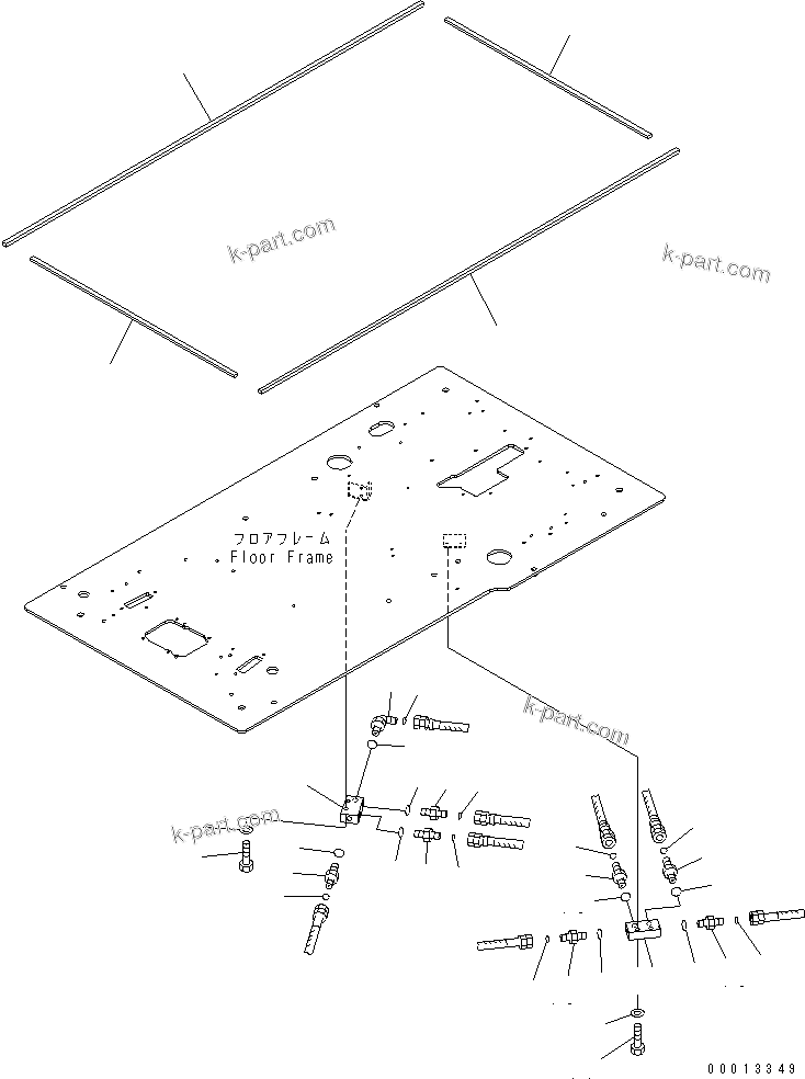 Komatsu parts book diagram for PC160LC-7E0 S/N 20001-UP (TIER 3): FLOOR FRAME (OPERATOR'S CAB) (P ? T BLOCK AND SEAL)