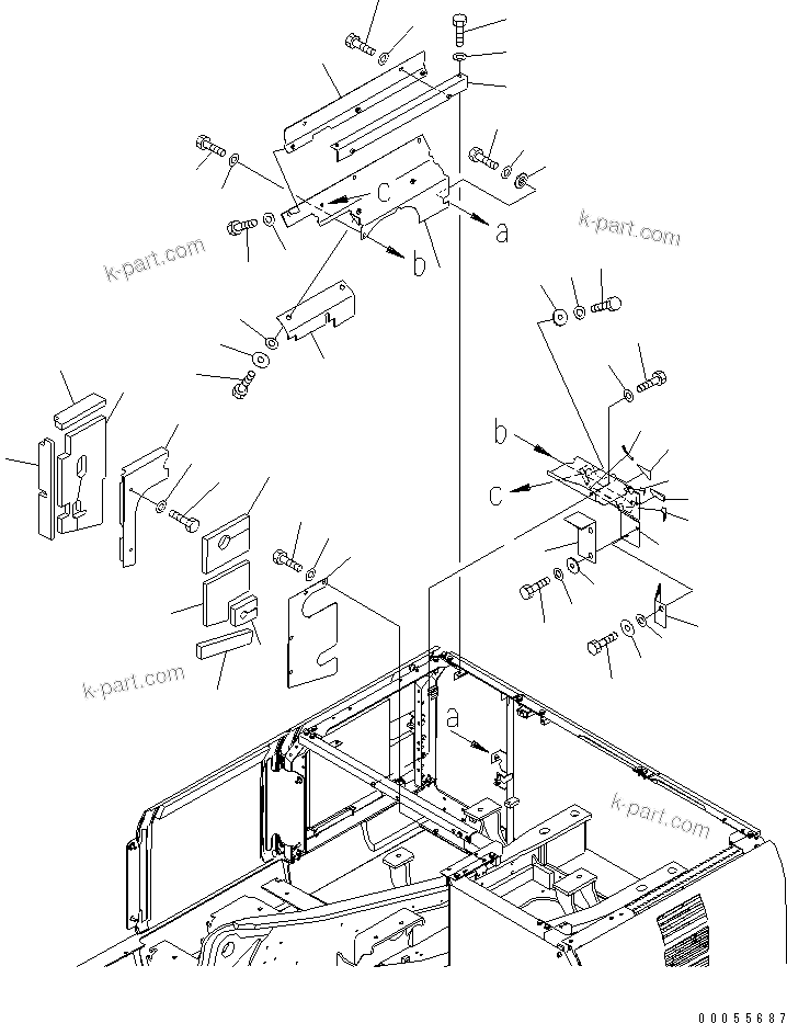 Komatsu parts book diagram for PC160LC-7E0 S/N 20001-UP (TIER 3): PARTITION (MACHINE CAB) (2/2)(#20001-20144)