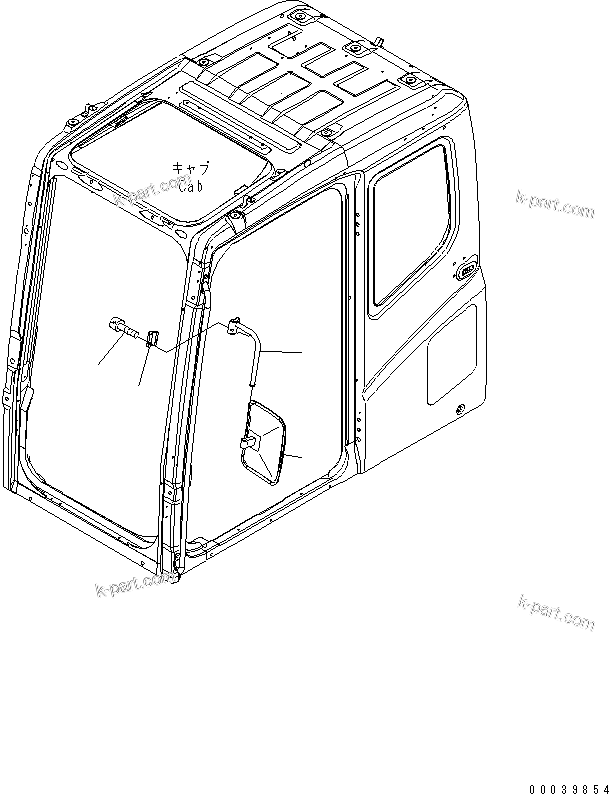 Komatsu parts book diagram for PC160LC-7E0 S/N 20001-UP (TIER 3): REAR VIEW MIRROR ? L.H