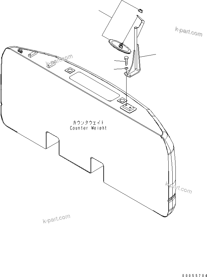 Komatsu parts book diagram for PC160LC-7E0 S/N 20001-UP (TIER 3): REAR VIEW MIRROR (FOR COUNTER WEIGHT)