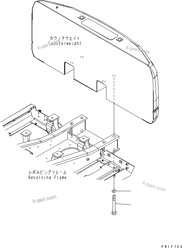 Komatsu parts book diagram for PC160LC-7E0 S/N 20001-UP (TIER 3): COUNTERWEIGHT MOUNTING