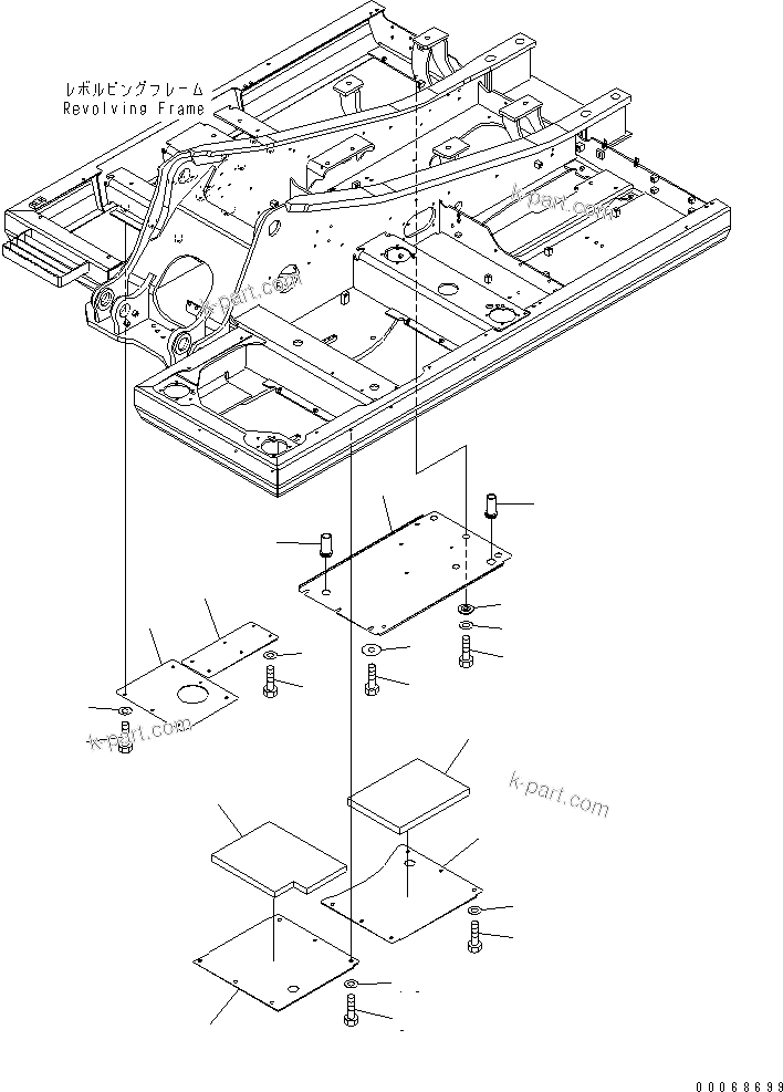 Komatsu parts book diagram for PC160LC-7E0 S/N 20001-UP (TIER 3): UNDER COVER (REVOLVING FRAME) (1/2)