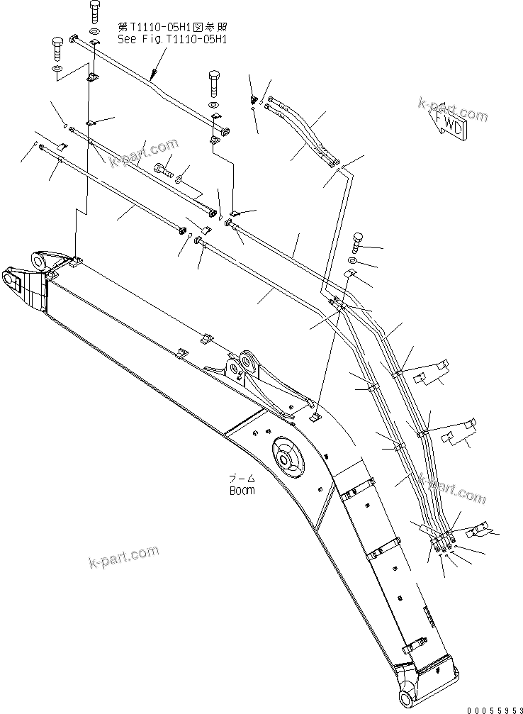Komatsu parts book diagram for PC160LC-7E0 S/N 20001-UP (TIER 3): BOOM (ARM CYLINDER LINE AND BUCKET CYLINDER LINE) (1 ATTACHMENT)(#20001-20159)