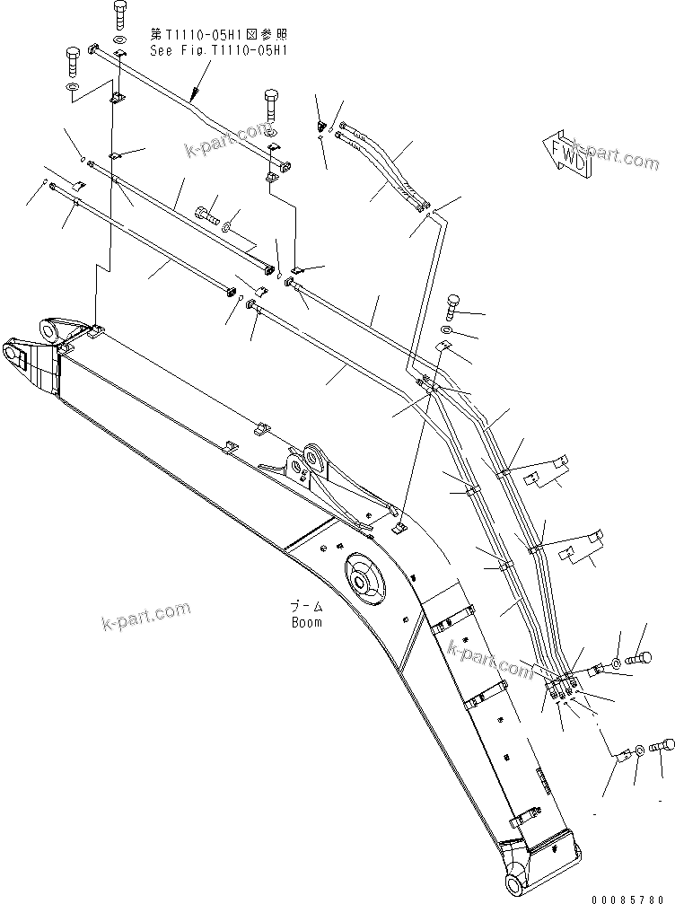 Komatsu parts book diagram for PC160LC-7E0 S/N 20001-UP (TIER 3): BOOM (ARM CYLINDER LINE AND BUCKET CYLINDER LINE) (1 ATTACHMENT)(#20160-)