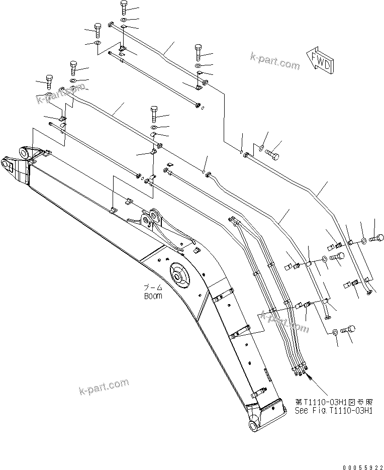 Komatsu parts book diagram for PC160LC-7E0 S/N 20001-UP (TIER 3): BOOM (ADDITIONAL 1 LINE) (1 ATTACHMENT)