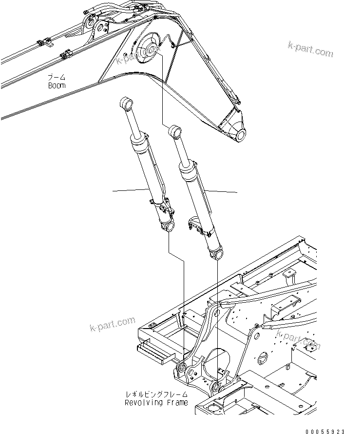 Komatsu parts book diagram for PC160LC-7E0 S/N 20001-UP (TIER 3): BOOM CYLINDER (WITH ARM CRANE OR OVERLOAD ALARM)