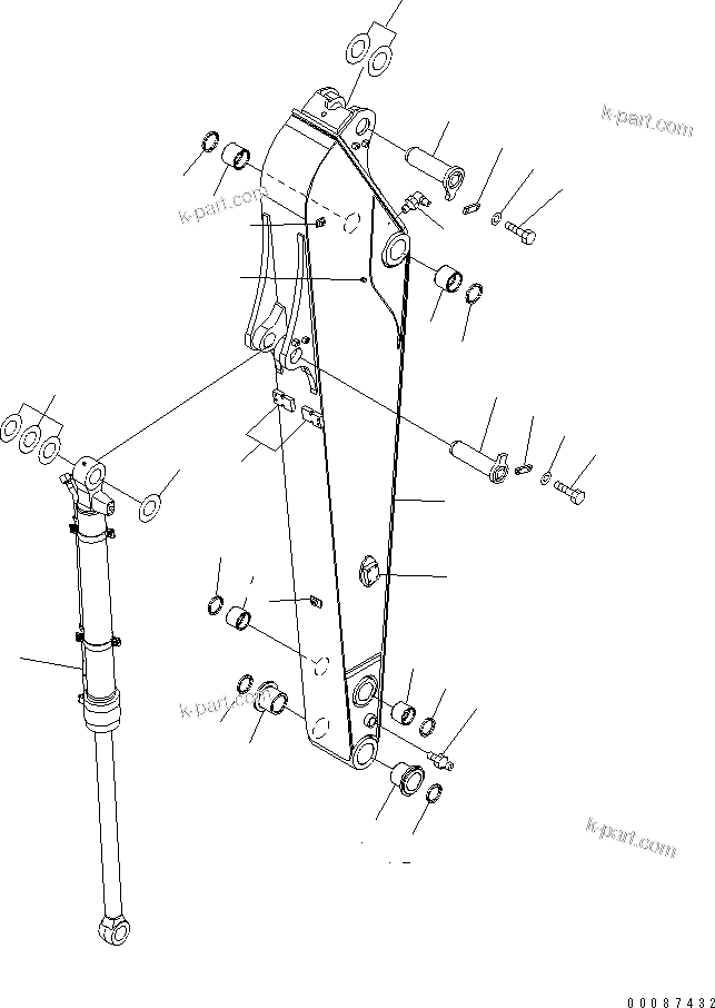 Komatsu parts book diagram for PC160LC-7E0 S/N 20001-UP (TIER 3): ARM (2.6M) (1 ATTACHMENT) (100H GREASING) (FOR KAL)(#20102-)