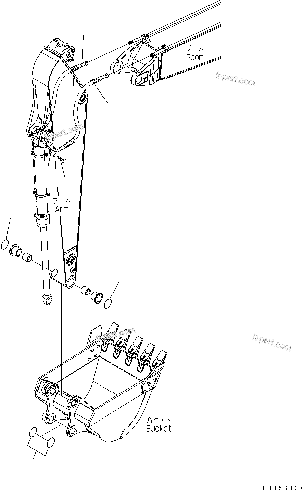 Komatsu parts book diagram for PC160LC-7E0 S/N 20001-UP (TIER 3): ARM (2.25M) (BUCKET CYLINDER HOSE AND O-RING)