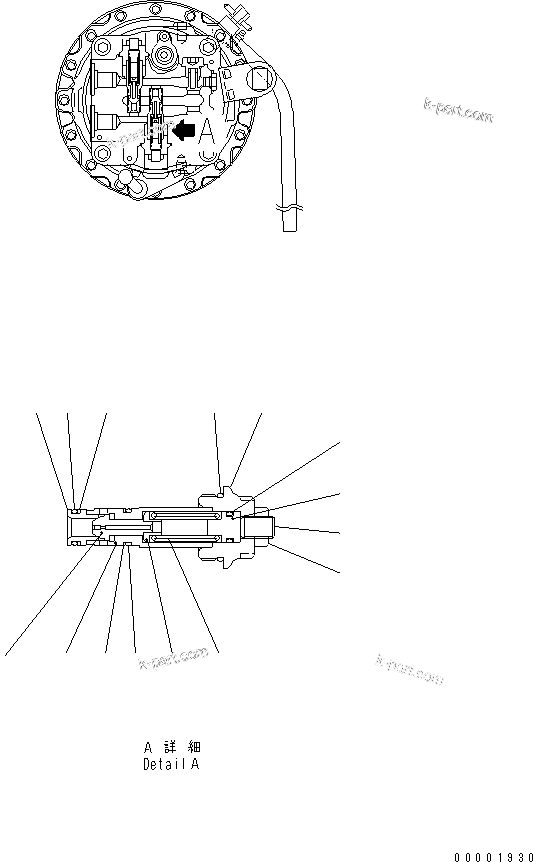 Komatsu parts book diagram for PC160LC-7E0 S/N 20001-UP (TIER 3): RELIEF VALVE (A) (FOR SWING MOTOR)