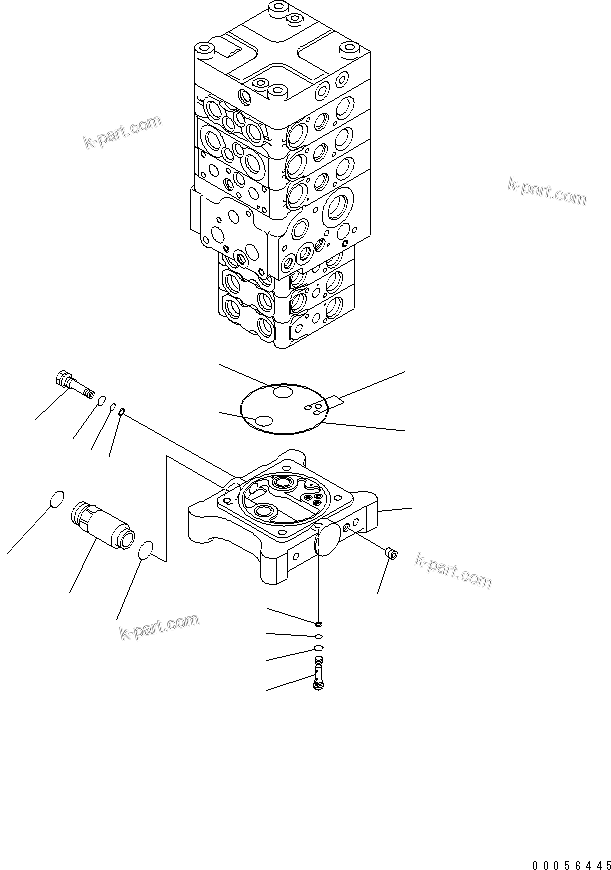 Komatsu parts book diagram for PC160LC-7E0 S/N 20001-UP (TIER 3): MAIN VALVE (6-VALVE) (12/25)