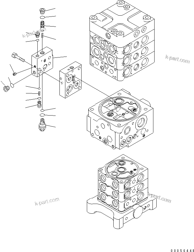 Komatsu parts book diagram for PC160LC-7E0 S/N 20001-UP (TIER 3): MAIN VALVE (6-VALVE) (25/25)