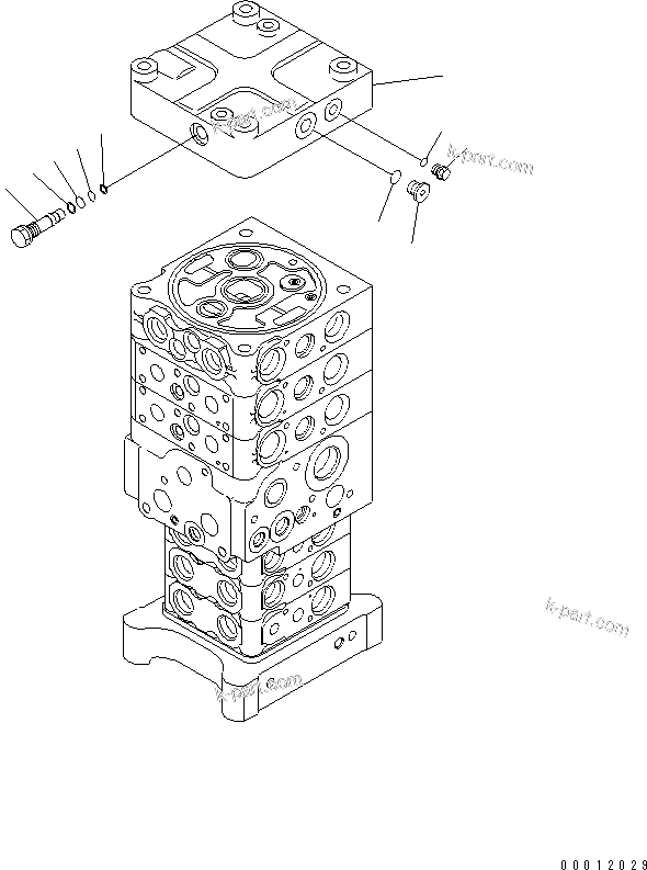 Komatsu parts book diagram for PC160LC-7E0 S/N 20001-UP (TIER 3): MAIN VALVE (6-VALVE) (1/26) (WITH ARM LOCK VALVE)