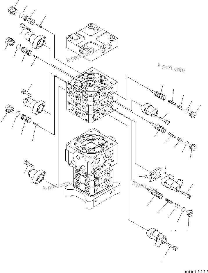 Komatsu parts book diagram for PC160LC-7E0 S/N 20001-UP (TIER 3): MAIN VALVE (6-VALVE) (4/26) (WITH ARM LOCK VALVE)