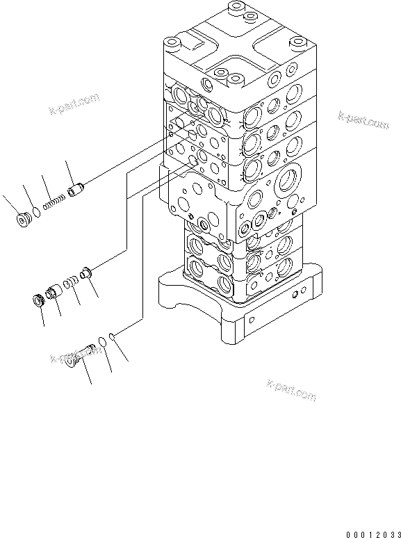 Komatsu parts book diagram for PC160LC-7E0 S/N 20001-UP (TIER 3): MAIN VALVE (6-VALVE) (5/26) (WITH ARM LOCK VALVE)