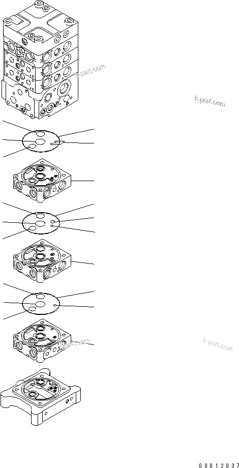 Komatsu parts book diagram for PC160LC-7E0 S/N 20001-UP (TIER 3): MAIN VALVE (6-VALVE) (9/26) (WITH ARM LOCK VALVE)