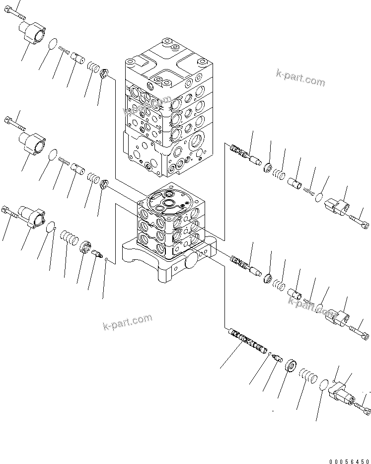 Komatsu parts book diagram for PC160LC-7E0 S/N 20001-UP (TIER 3): MAIN VALVE (6-VALVE) (10/26) (WITH ARM LOCK VALVE)