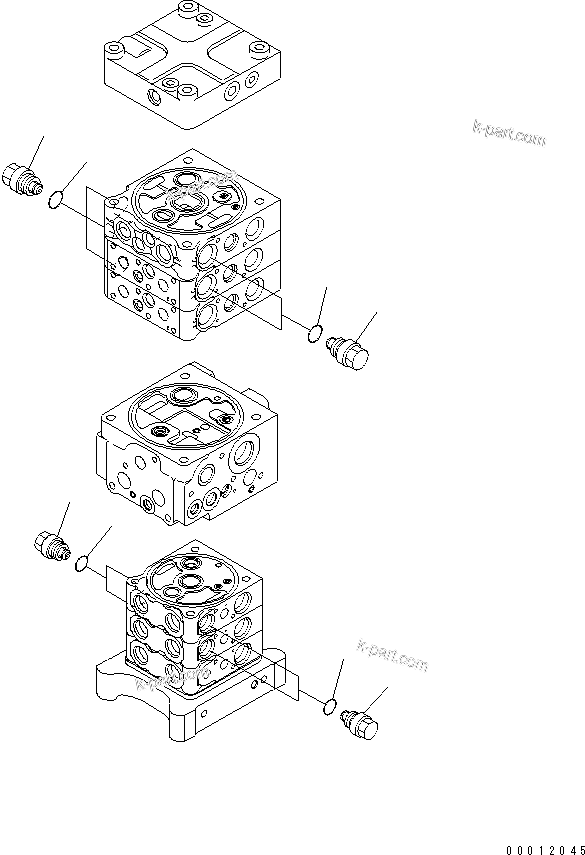 Komatsu parts book diagram for PC160LC-7E0 S/N 20001-UP (TIER 3): MAIN VALVE (6-VALVE) (17/26) (WITH ARM LOCK VALVE)