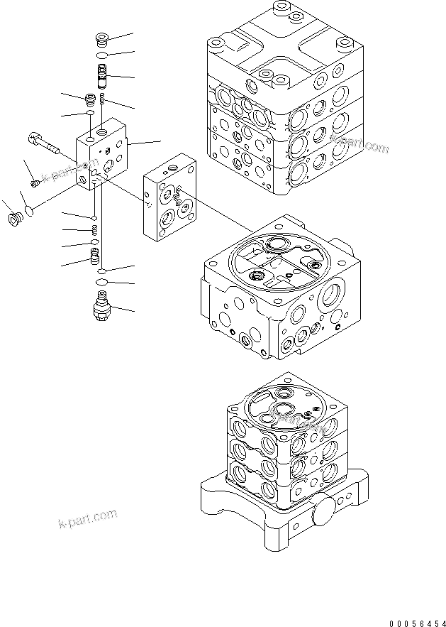 Komatsu parts book diagram for PC160LC-7E0 S/N 20001-UP (TIER 3): MAIN VALVE (6-VALVE) (26/26) (WITH ARM LOCK VALVE)