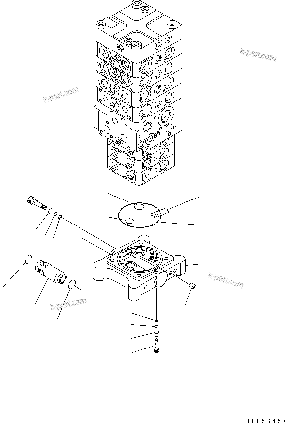 Komatsu parts book diagram for PC160LC-7E0 S/N 20001-UP (TIER 3): MAIN VALVE (7-VALVE) (12/28)