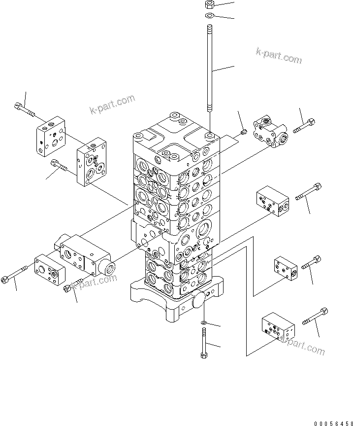 Komatsu parts book diagram for PC160LC-7E0 S/N 20001-UP (TIER 3): MAIN VALVE (7-VALVE) (13/28)