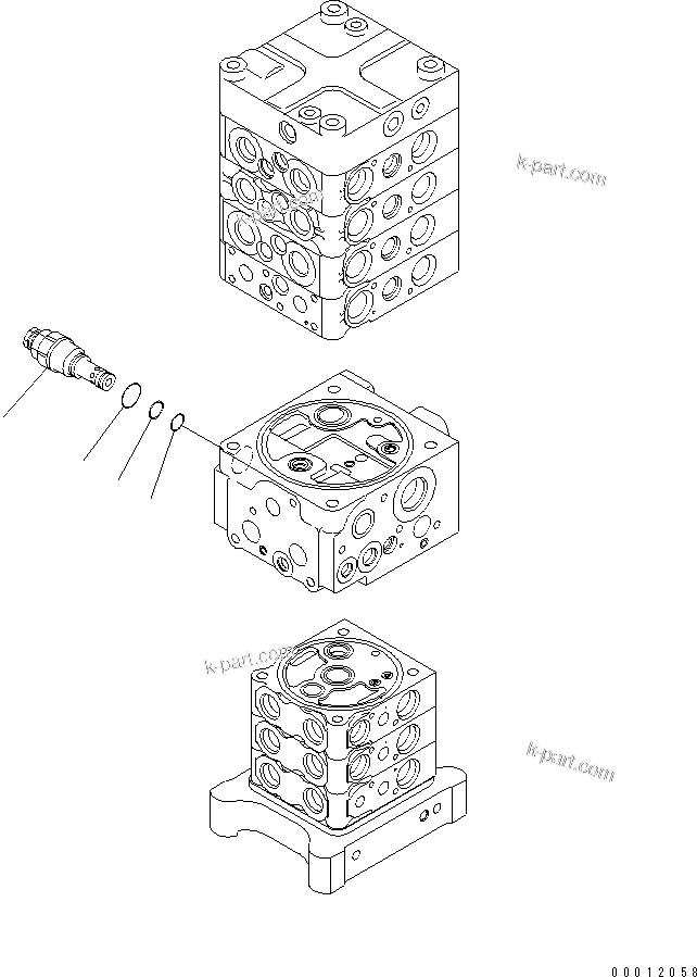 Komatsu parts book diagram for PC160LC-7E0 S/N 20001-UP (TIER 3): MAIN VALVE (7-VALVE) (14/28)