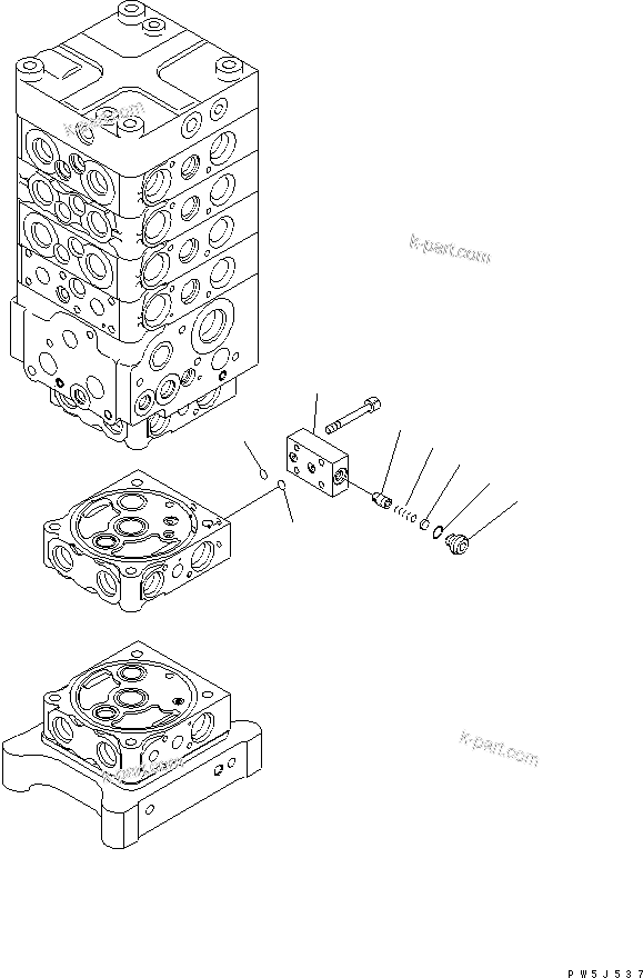 Komatsu parts book diagram for PC160LC-7E0 S/N 20001-UP (TIER 3): MAIN VALVE (7-VALVE) (22/28)