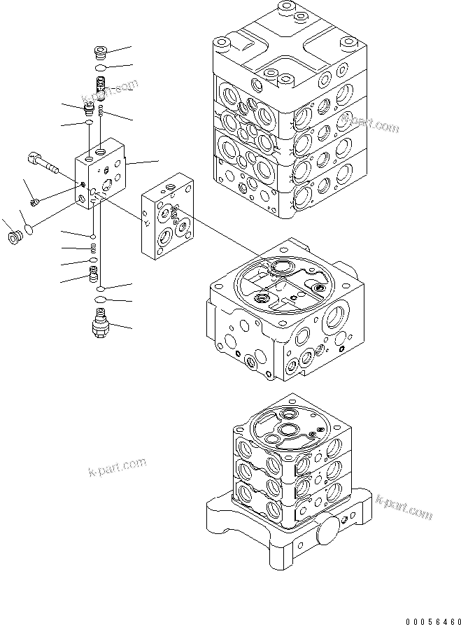 Komatsu parts book diagram for PC160LC-7E0 S/N 20001-UP (TIER 3): MAIN VALVE (7-VALVE) (25/28)