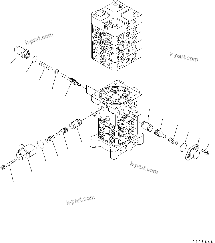 Komatsu parts book diagram for PC160LC-7E0 S/N 20001-UP (TIER 3): MAIN VALVE (7-VALVE) (7/29) (WITH ARM LOCK VALVE)