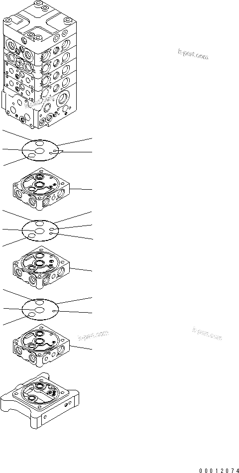 Komatsu parts book diagram for PC160LC-7E0 S/N 20001-UP (TIER 3): MAIN VALVE (7-VALVE) (9/29) (WITH ARM LOCK VALVE)