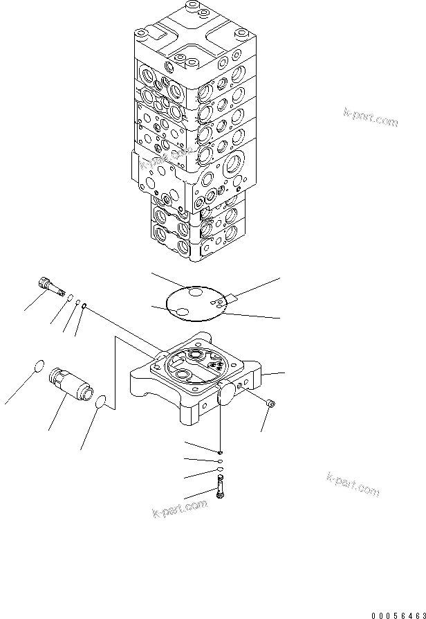 Komatsu parts book diagram for PC160LC-7E0 S/N 20001-UP (TIER 3): MAIN VALVE (7-VALVE) (12/29) (WITH ARM LOCK VALVE)