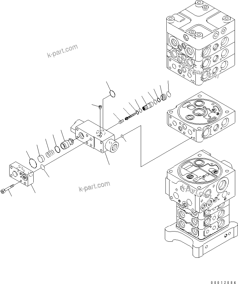 Komatsu parts book diagram for PC160LC-7E0 S/N 20001-UP (TIER 3): MAIN VALVE (7-VALVE) (19/29) (WITH ARM LOCK VALVE)