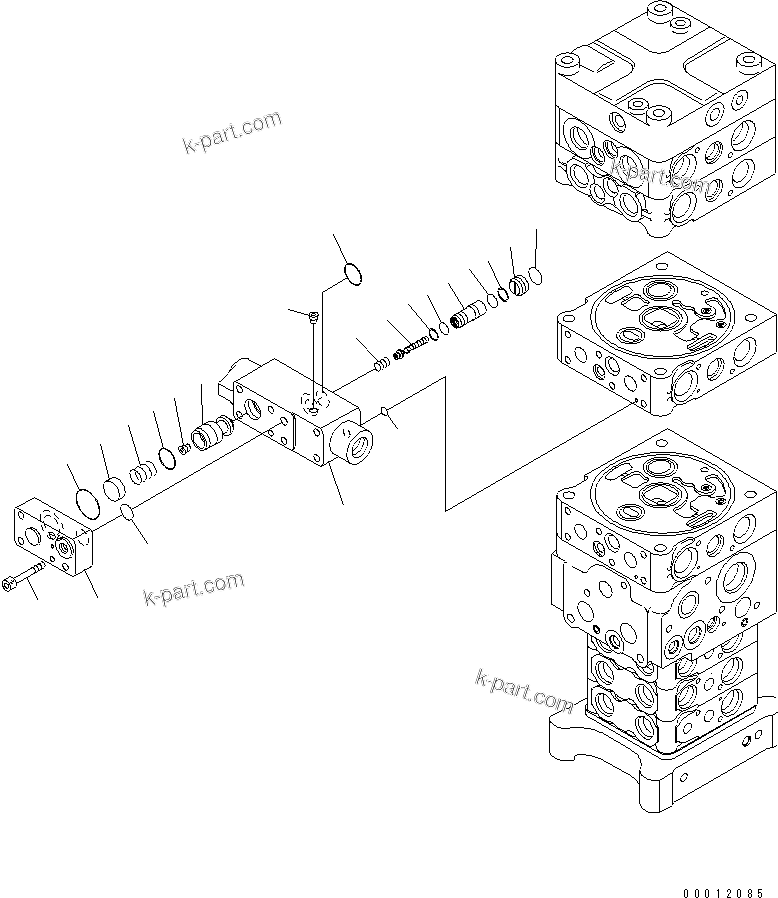 Komatsu parts book diagram for PC160LC-7E0 S/N 20001-UP (TIER 3): MAIN VALVE (7-VALVE) (20/29) (WITH ARM LOCK VALVE)