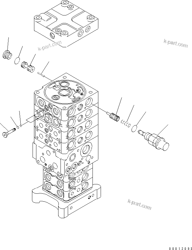 Komatsu parts book diagram for PC160LC-7E0 S/N 20001-UP (TIER 3): MAIN VALVE (7-VALVE) (28/29) (WITH ARM LOCK VALVE)